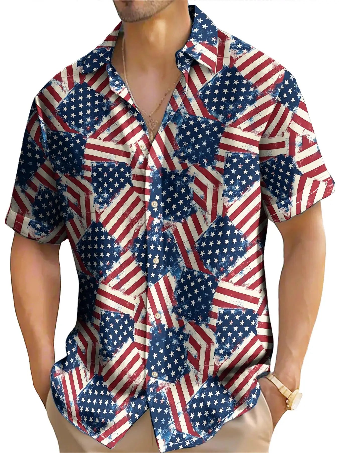 American Shirt Usa Flag Pattern Shirts For Men