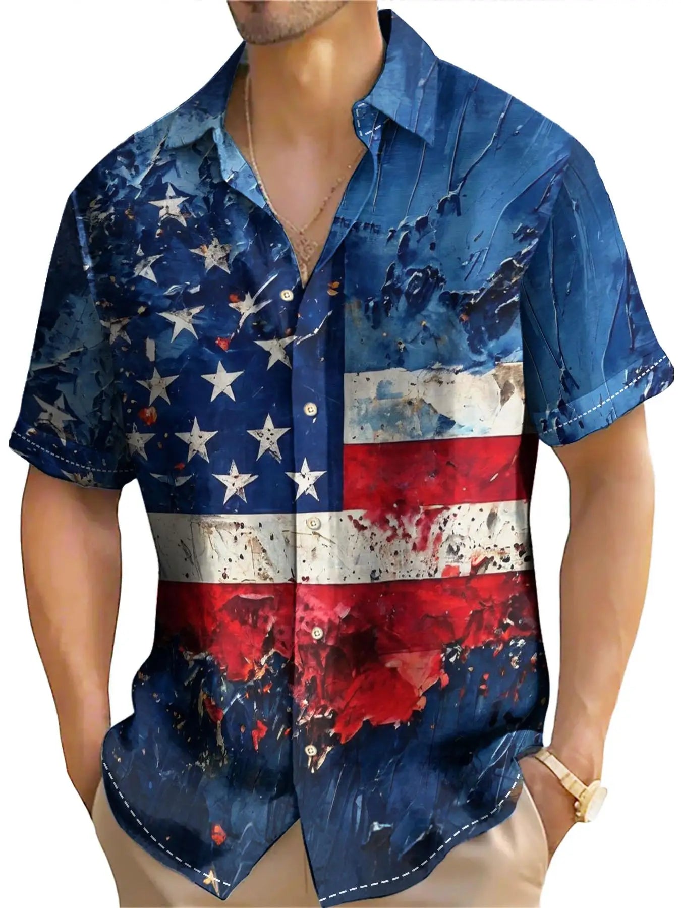 American Shirt Usa Flag Pattern Shirts For Men