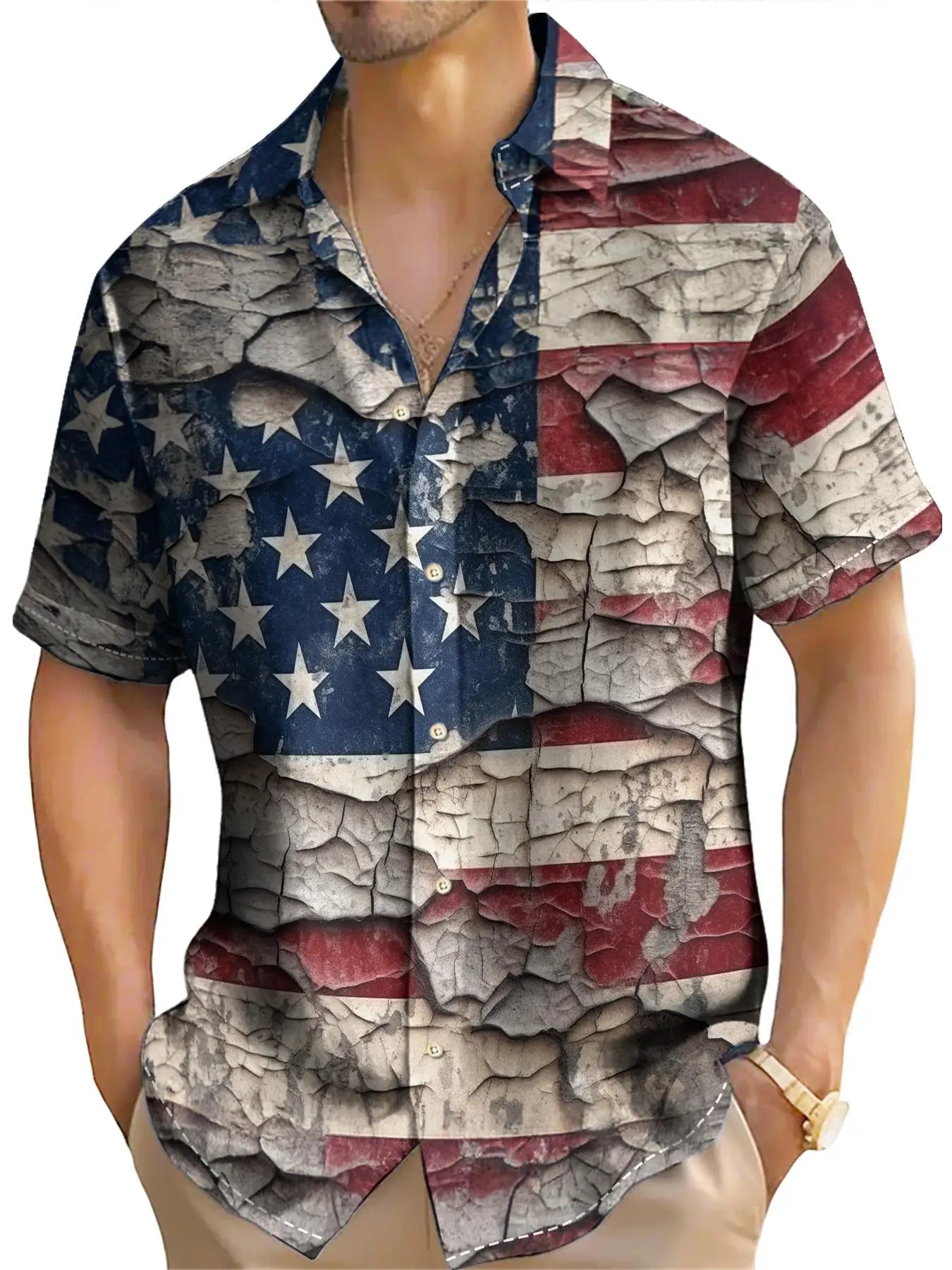 American Shirt Usa Flag Pattern Shirts For Men