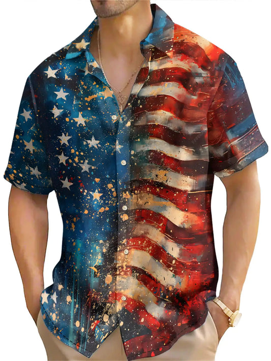 American Shirt Usa Flag Pattern Shirts For Men
